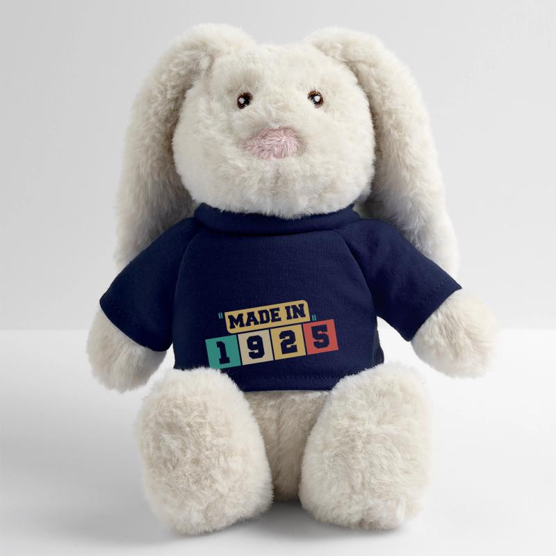 1925 anniversaire 1925 né en 1925 anniversaire Lapin en peluche recyclé MiniFeet® Crème