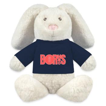 Bor ÅS - Imprimé rouge - Lapin en peluche recyclé MiniFeet® Crème - bleu marine - Devant