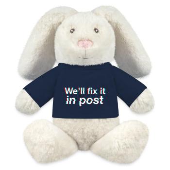 Wir werden es in der Nachbearbeitung beheben. Spannungsspitze. Weißer Text. - MiniFeet® RecycelHase® Creme - French Navy - Vorne