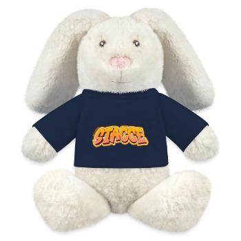 Roman phrases "STACCE" - MiniFeet® RecycelHase® Bunny Cream - french navy - Front