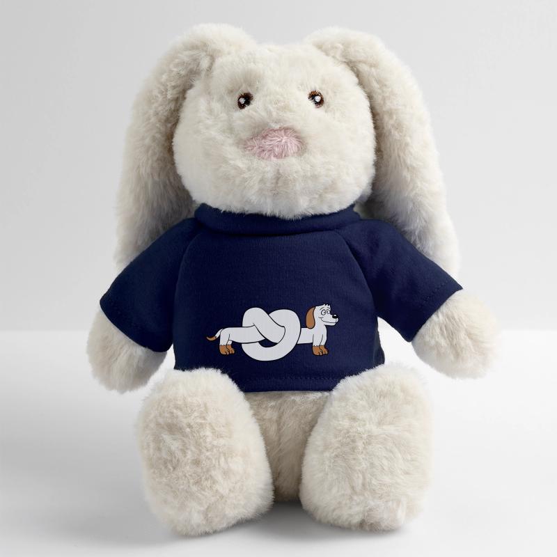 chien teckel bretzel forme noeud long corps bande dessinée Lapin en peluche recyclé MiniFeet® Crème