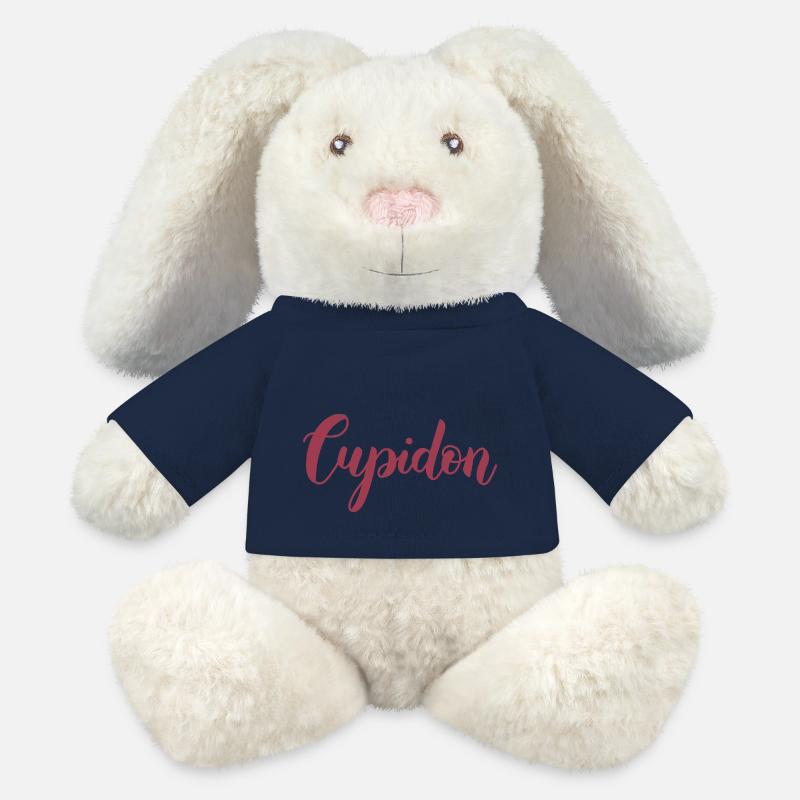 Cupidon - Lapin en peluche recyclé MiniFeet® Crème - bleu marine