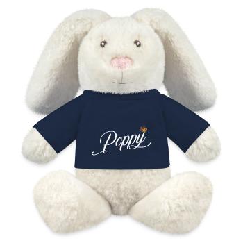 Poppy Custom Name für Frauen Kinder Kleinkinder - Poppy - MiniFeet® RecycelHase® Creme - French Navy - Vorne