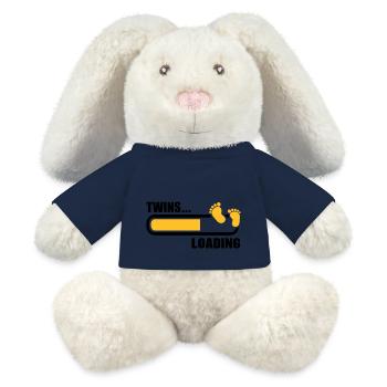 Jumeaux - Lapin en peluche recyclé MiniFeet® Crème - bleu marine - Devant
