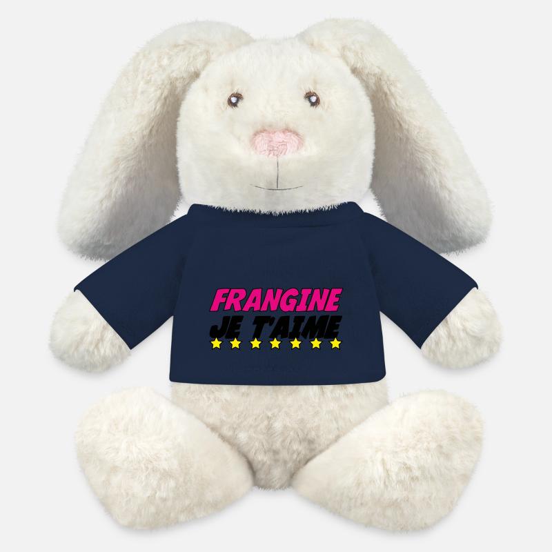 FRANGINE JE t 'aime - Lapin en peluche recyclé MiniFeet® Crème - bleu marine