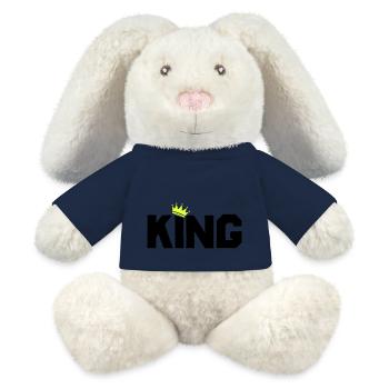 Roi - Lapin en peluche recyclé MiniFeet® Crème - bleu marine - Devant