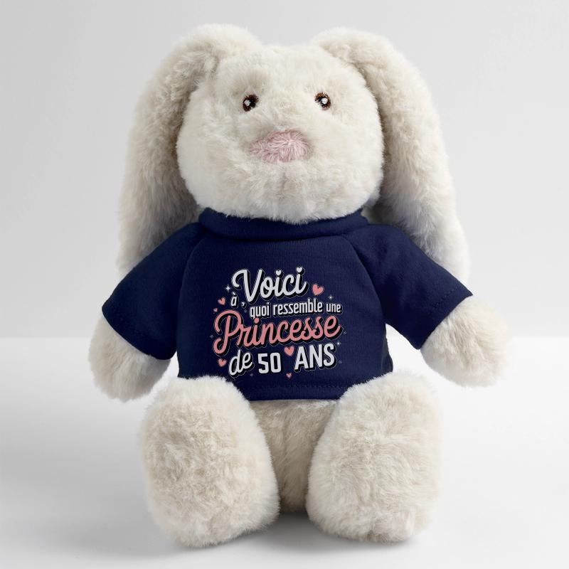 Princesse de 50 Ans Lapin en peluche recyclé MiniFeet® Crème