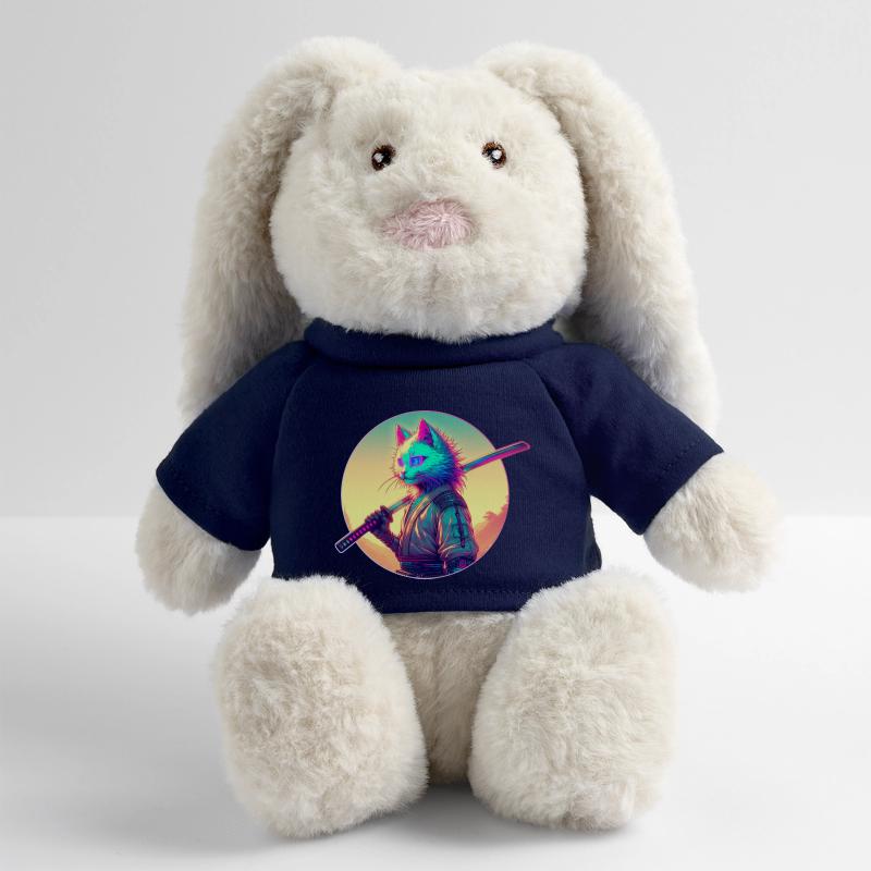 Cyberpunk Chat Samouraï Anime Lapin en peluche recyclé MiniFeet® Crème