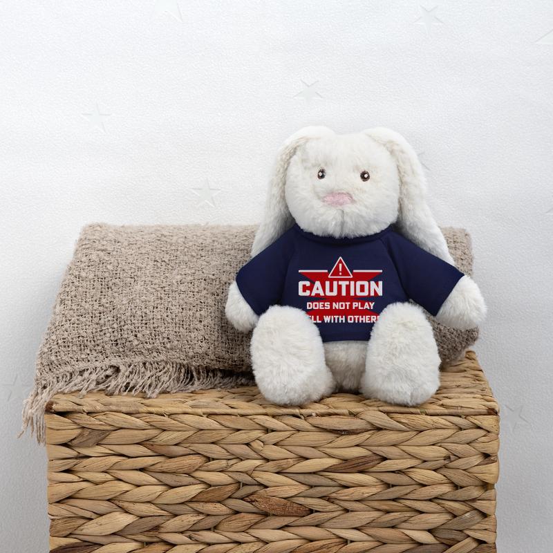 Caution Does Not Play Well With Others Warning MiniFeet® RecycelHase® Bunny Cream