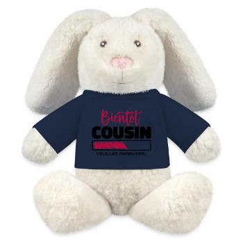 bientôt cousin veuillez patienter - Lapin en peluche recyclé MiniFeet® Crème - bleu marine - Devant