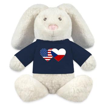 Drapeau des États-Unis et de la République tchèque - Lapin en peluche recyclé MiniFeet® Crème - bleu marine - Devant