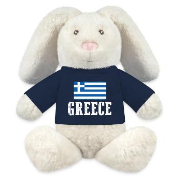 Grecs Grèce - Lapin en peluche recyclé MiniFeet® Crème - bleu marine - Devant
