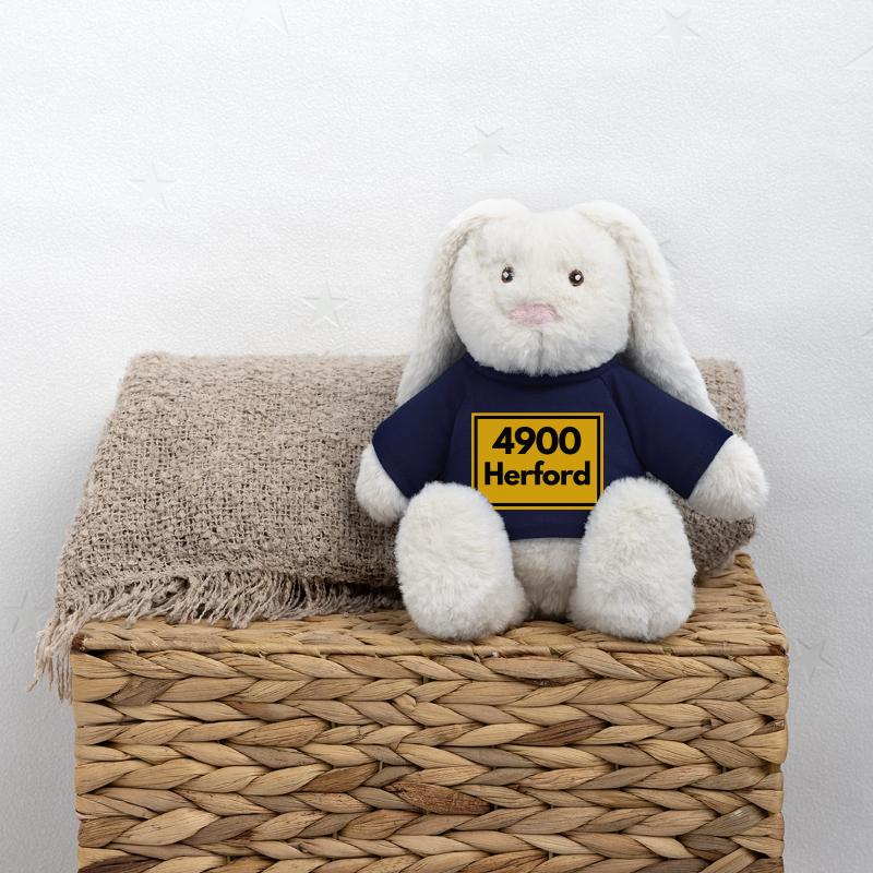 Panneau de lieu - puis rétro ancien code postal 4900 Herford Lapin en peluche recyclé MiniFeet® Crème