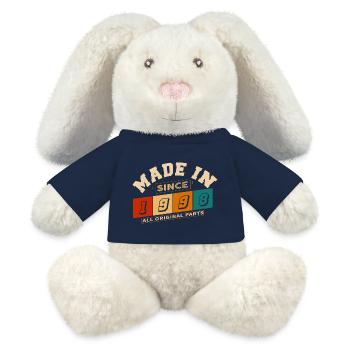 Baujahr 1998 Geburtstag 26 Jahre - MiniFeet® RecycelHase® Creme - French Navy - Vorne