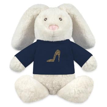 Talons hauts motif léopard léopard - Lapin en peluche recyclé MiniFeet® Crème - bleu marine - Devant