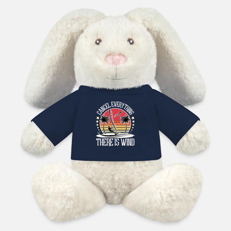 Windsurfing Windsurfer Windsurf - MiniFeet® RecycelHase® Bunny Cream - french navy