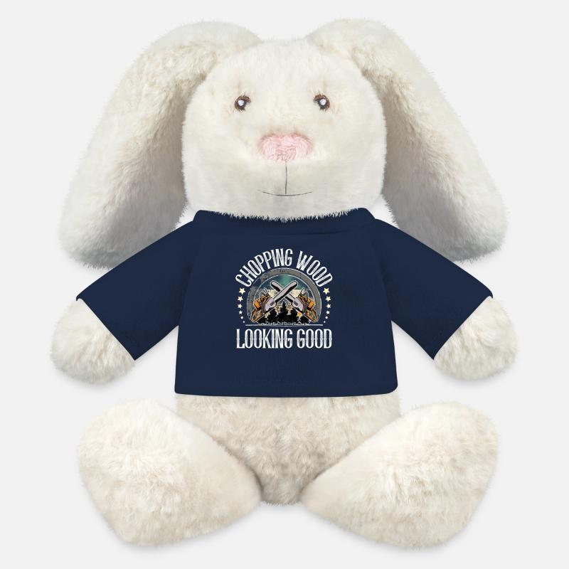 Bûcheron - Lapin en peluche recyclé MiniFeet® Crème - bleu marine