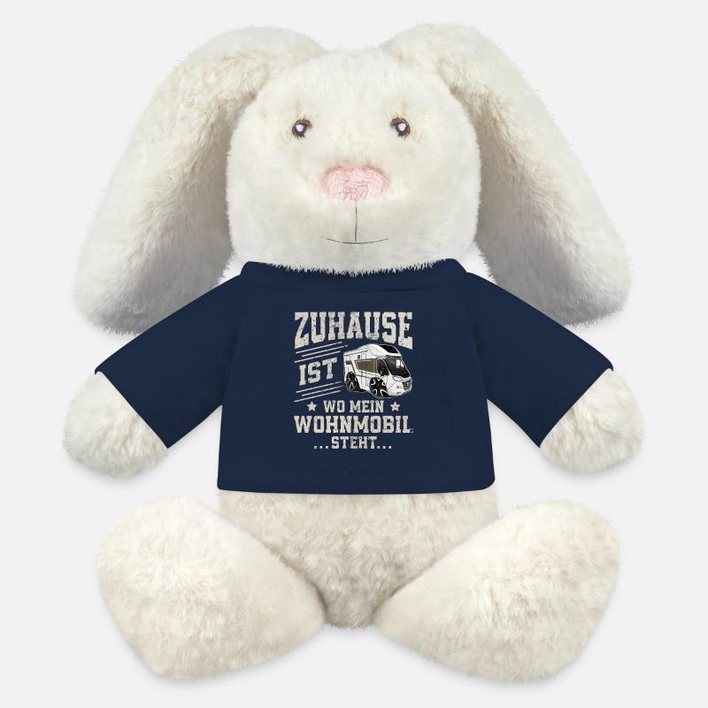 Camping Camper Campen - MiniFeet® RecycelHase® Creme - French Navy
