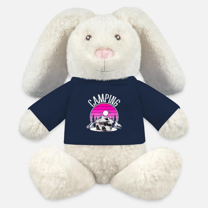 Camping Camper Campen - MiniFeet® RecycelHase® Creme - French Navy