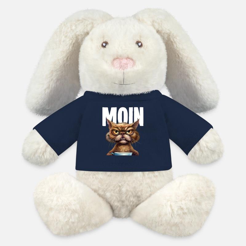 Moin Lustige Katze Kaffee - MiniFeet® RecycelHase® Creme - French Navy