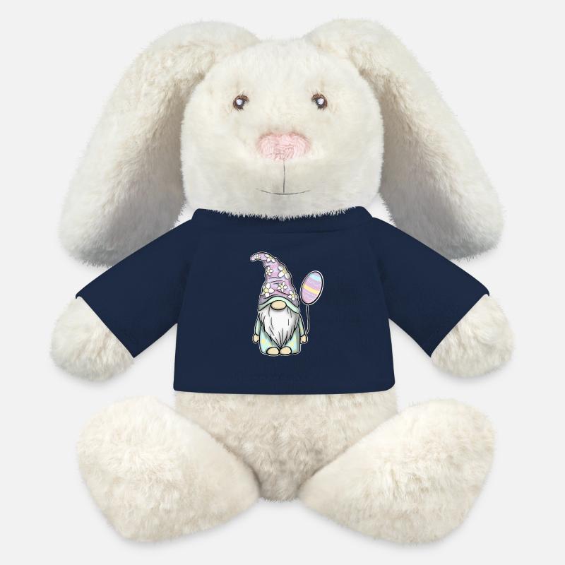 Pâques de Gnome Gnome - Lapin en peluche recyclé MiniFeet® Crème - bleu marine