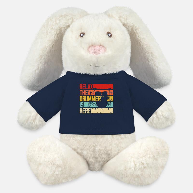 Drums Drummer Drummer - MiniFeet® RecycelHase® Bunny Cream - french navy