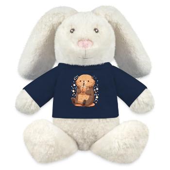 Kawaii Loutre Boissons Boba Bubble Tea Chibi - Lapin en peluche recyclé MiniFeet® Crème - bleu marine - Devant