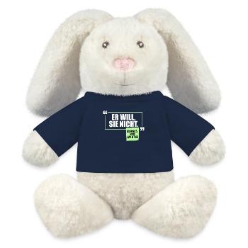Er will Sie nicht. Komma Grammatik Witz - MiniFeet® RecycelHase® Creme - French Navy - Vorne