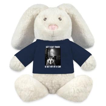 Permet de manger des ordures et de se faire frapper par un opossum de voiture - Lapin en peluche recyclé MiniFeet® Crème - bleu marine - Devant