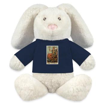 Cartes de tarot Carte de tarot Le char Le chariot - Lapin en peluche recyclé MiniFeet® Crème - bleu marine - Devant