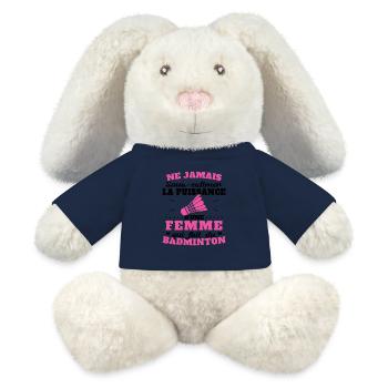 La puissance d une femme qui fait du badminton - Lapin en peluche recyclé MiniFeet® Crème - bleu marine - Devant