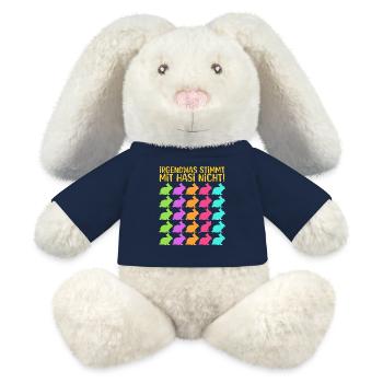 IRGENDWAS STIMMT MIT HASI NICHT lustiges Suchbild - MiniFeet® RecycelHase® Creme - French Navy - Vorne