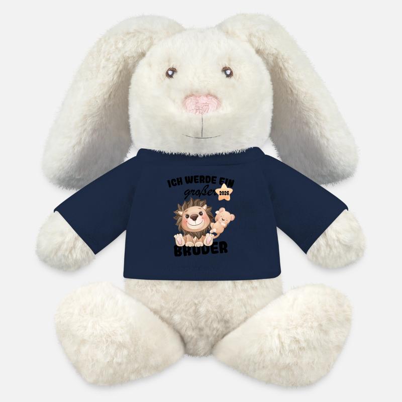 Nachwuchs Verkünden | Ich Werde Großer Bruder 2026 - MiniFeet® RecycelHase® Creme - French Navy