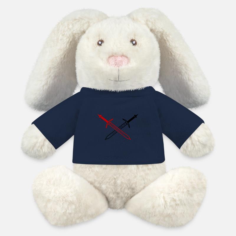 Icône d’épée - Lapin en peluche recyclé MiniFeet® Crème - bleu marine