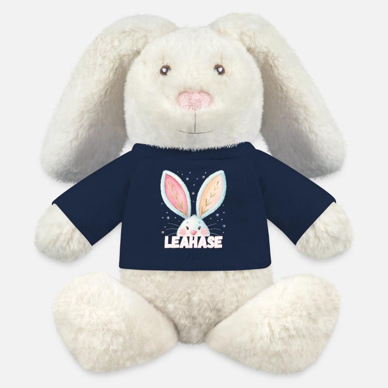 Nom Lea Rabbit Lea Rabbit Nom de l’animal - Lapin en peluche recyclé MiniFeet® Crème - bleu marine