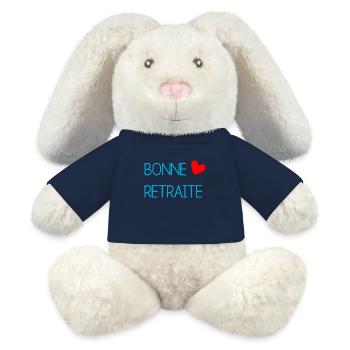 RETRAITE. BONNE RETRAITE. JOYEUSE RETRAITE. COEUR - Lapin en peluche recyclé MiniFeet® Crème - bleu marine - Devant