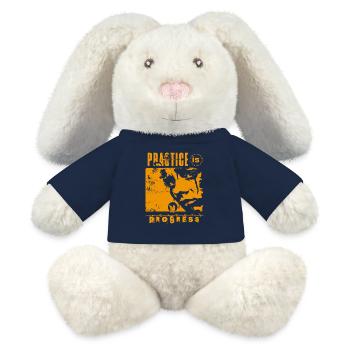 La pratique du paintball est un progrès, visage (orange) - Lapin en peluche recyclé MiniFeet® Crème - bleu marine - Devant
