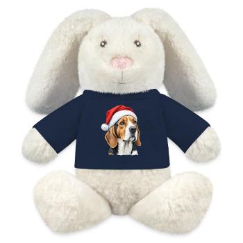 Chien beagle de Noël - Lapin en peluche recyclé MiniFeet® Crème - bleu marine - Devant