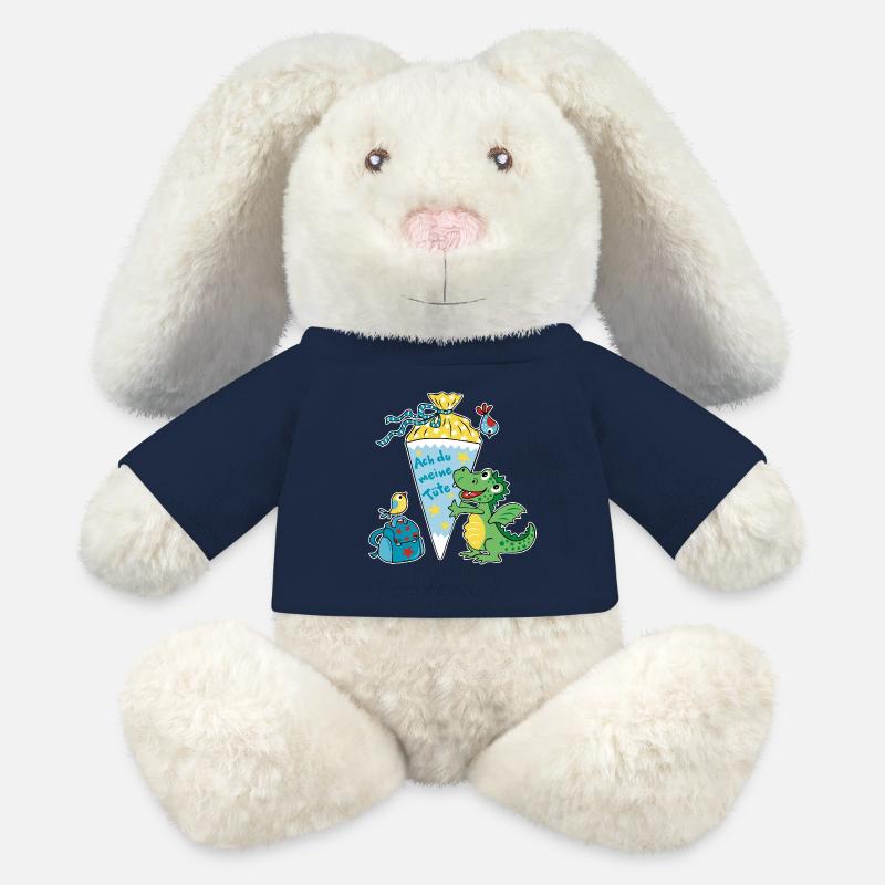 Dragon-écolier. Oh mon sac ! - Lapin en peluche recyclé MiniFeet® Crème - bleu marine