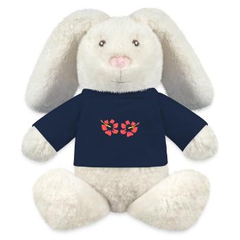 Hibiscus. Hibiscus Fleurs d’Hibiscus Tenue de fleurs hawaïennes pour les fêtes - Lapin en peluche recyclé MiniFeet® Crème - bleu marine - Devant