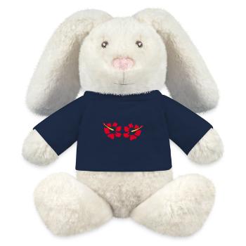 Fleur rouge fleurs rouge fleurs rouge hibiscus - Lapin en peluche recyclé MiniFeet® Crème - bleu marine - Devant