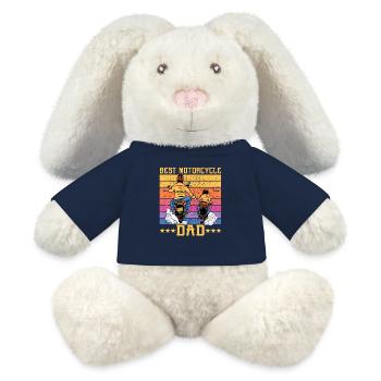 Meilleur papa moto - Lapin en peluche recyclé MiniFeet® Crème - bleu marine - Devant