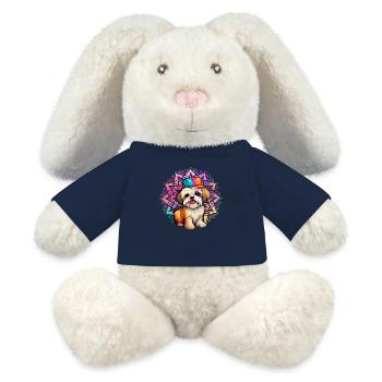Chien havanais - Lapin en peluche recyclé MiniFeet® Crème - bleu marine - Devant