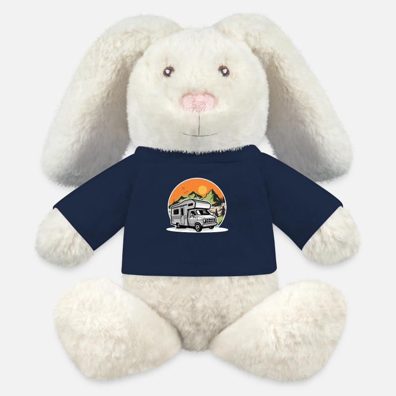 Camping Camper Campen - MiniFeet® RecycelHase® Creme - French Navy