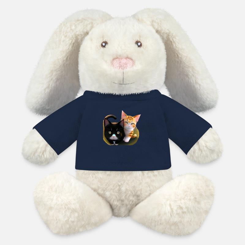 Zwei süße Katzen - MiniFeet® RecycelHase® Creme - French Navy