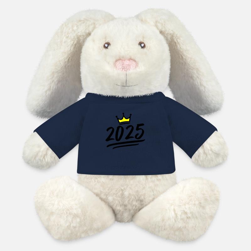 Couronne 2025 - Lapin en peluche recyclé MiniFeet® Crème - bleu marine