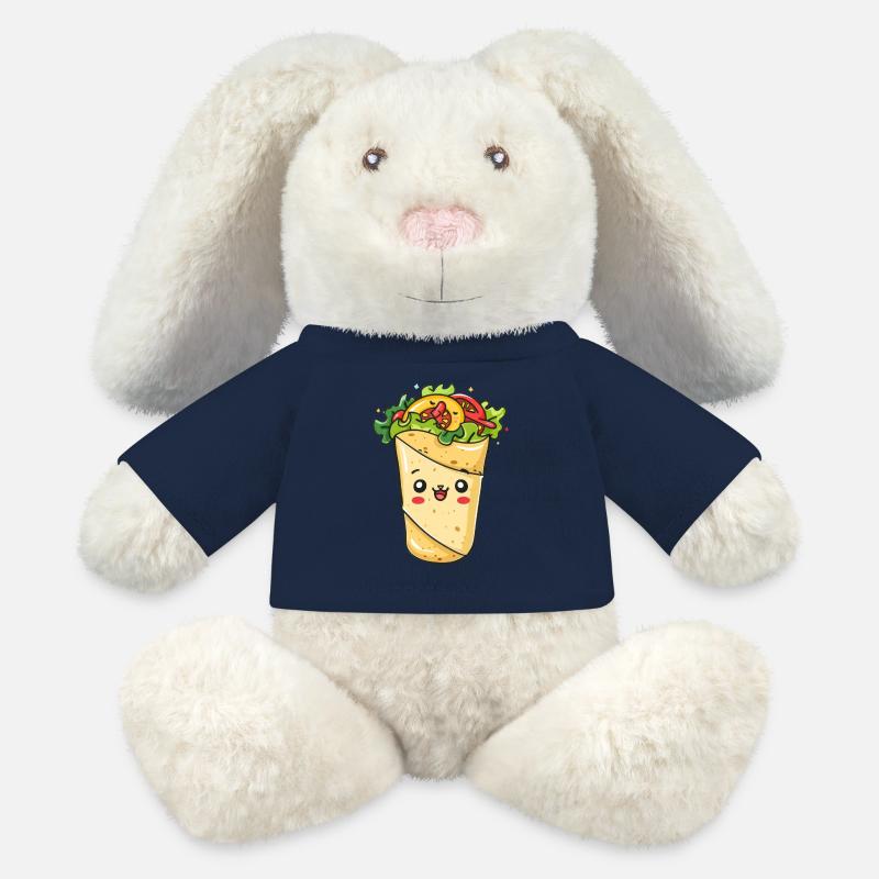 Bande dessinée Burrito mignon - Lapin en peluche recyclé MiniFeet® Crème - bleu marine