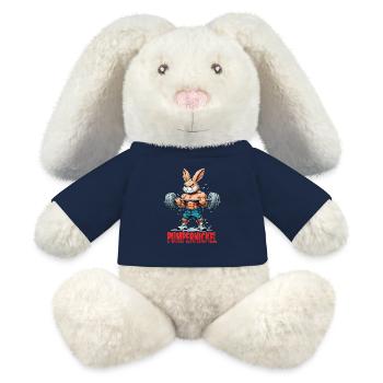 Pumpernickel - Karnickel beim Krafttraining - MiniFeet® RecycelHase® Creme - French Navy - Vorne