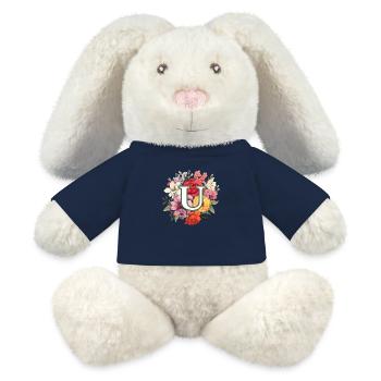 U Monogram Bouquet - Lapin en peluche recyclé MiniFeet® Crème - bleu marine - Devant