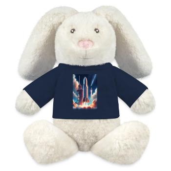 Ein realistisches Raketenstart-Design - MiniFeet® RecycelHase® Creme - French Navy - Vorne